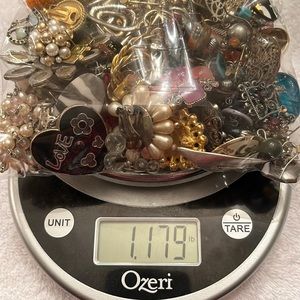 1.17 lb lot of vintage to modern jewelry for crafting